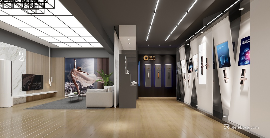 Modern Light Yellow Wood Flooring Commercial Exhibition Hall texture