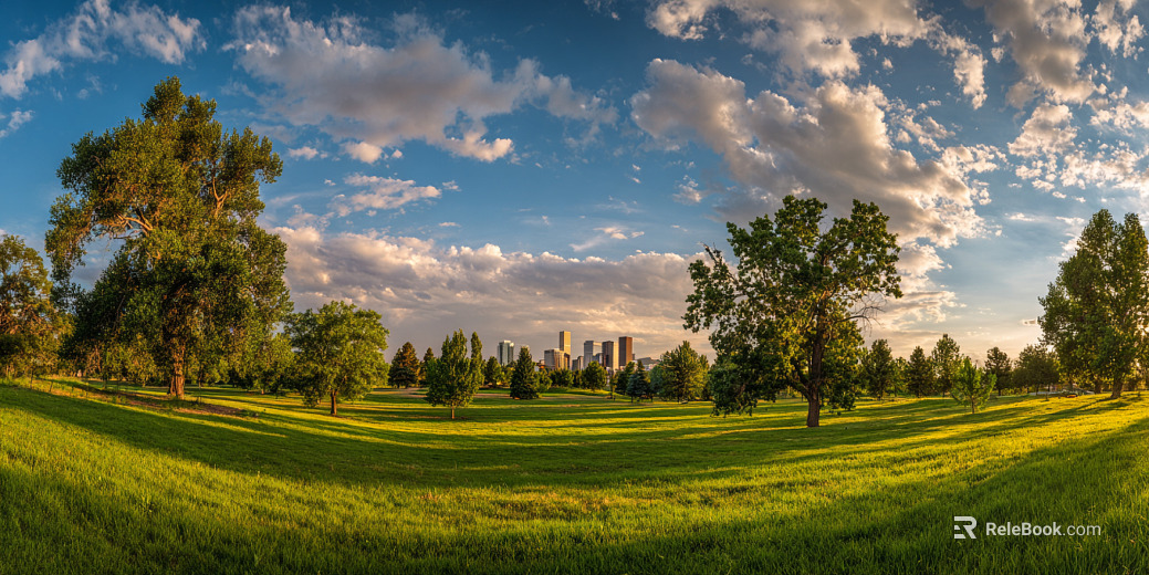 Dusk Sunset City Park Panorama HDR texture