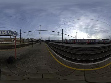 Train station tracks daytime cloudy HDR texture (ID:ffabg47851)