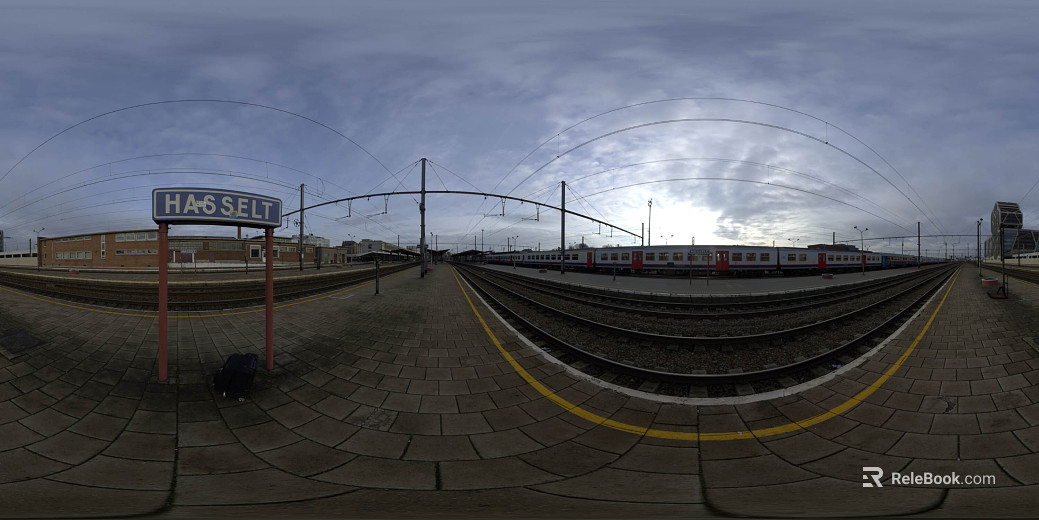 Train station tracks daytime cloudy HDR texture