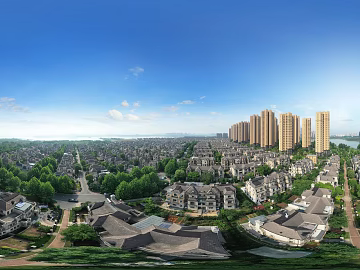 HDR city building bird's eye view panorama texture (ID:ffach007313)