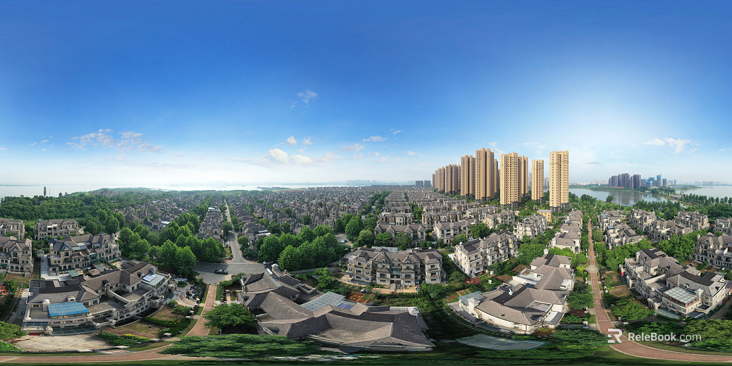 HDR city building bird's eye view panorama texture