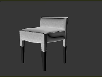 Light gray cloth dining chair simple style 3d model