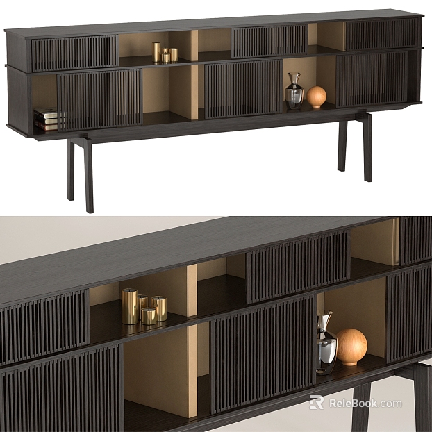 Modern Black Grey Wooden TV Cabinet texture
