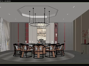 New Chinese style gray restaurant space texture (ID:ffaeh859656)