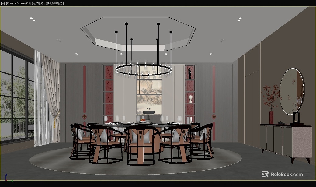 New Chinese style gray restaurant space texture