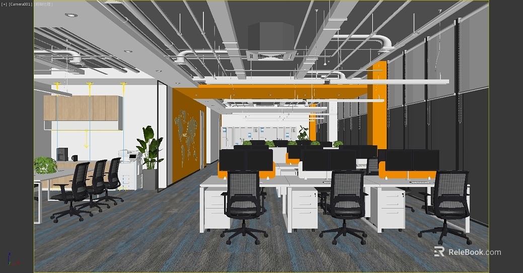 Modern blue gray striped carpet office space texture
