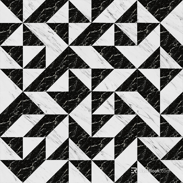Mesh pattern marble prismatic black and white tile texture