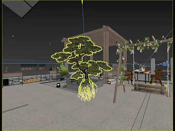 New Chinese style courtyard welcome pine landscaping texture (ID:ffaeh958334)