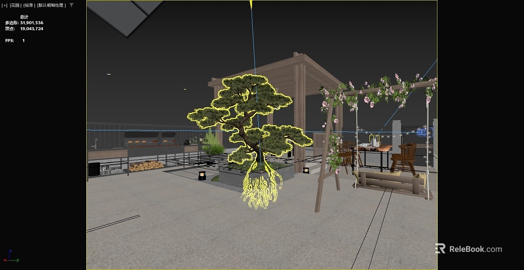 New Chinese style courtyard welcome pine landscaping texture
