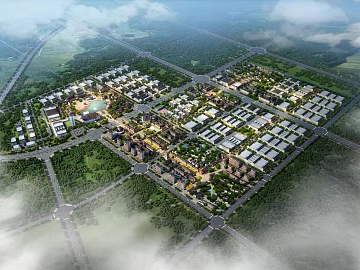 Bird's-eye view plan of modern town 3d model