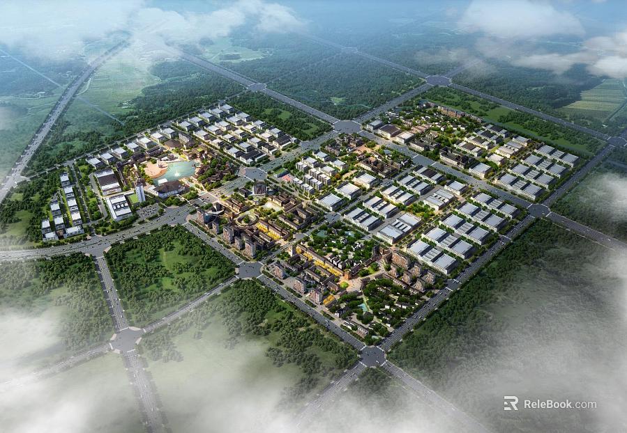 Bird's-eye view plan of modern town texture