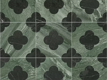 Light Luxury Green Plum Blossom Geometric Tiles texture (ID:ffach759635)