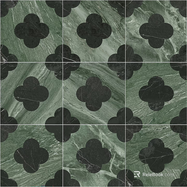 Light Luxury Green Plum Blossom Geometric Tiles texture