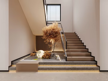 Silent Wind Light Brown Wood Stairs Indoor Landscape texture (ID:ffaeh694439)