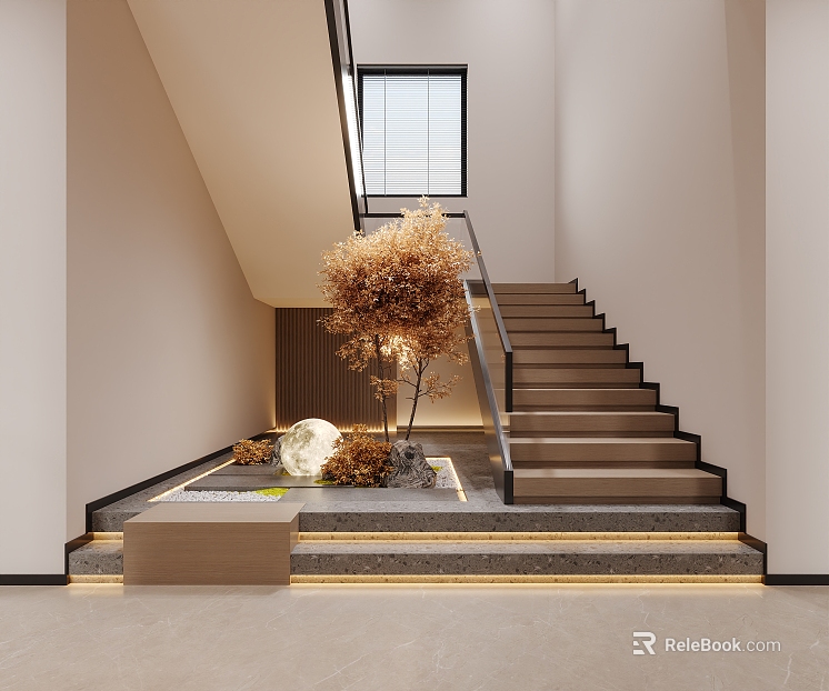 Silent Wind Light Brown Wood Stairs Indoor Landscape texture