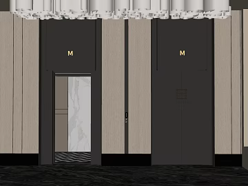 Light Luxury Wood Decorative Elevator Hall Wall Panel 3d model