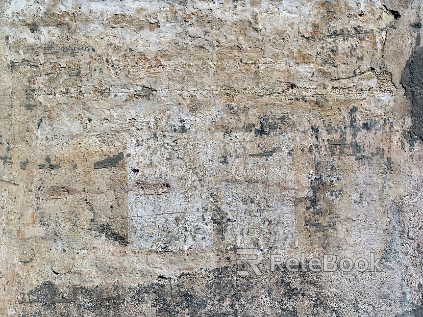 A coarse, textured cement wall with patches of peeling paint, showcasing a raw, industrial aesthetic. The surface is uneven with slight discoloration and wear, giving it a rugged character.