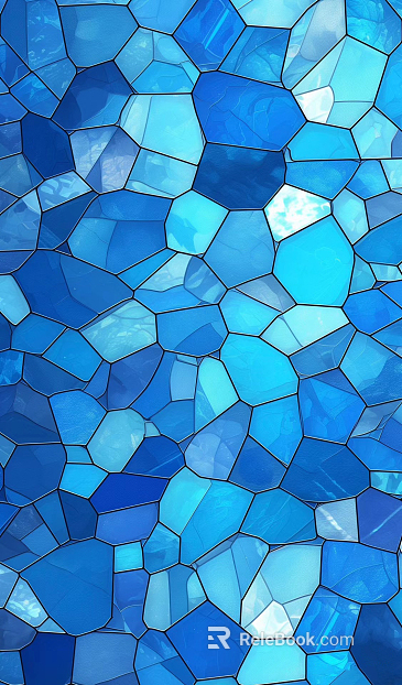 Light Luxury Blue Geometric Stained Pattern Glass texture