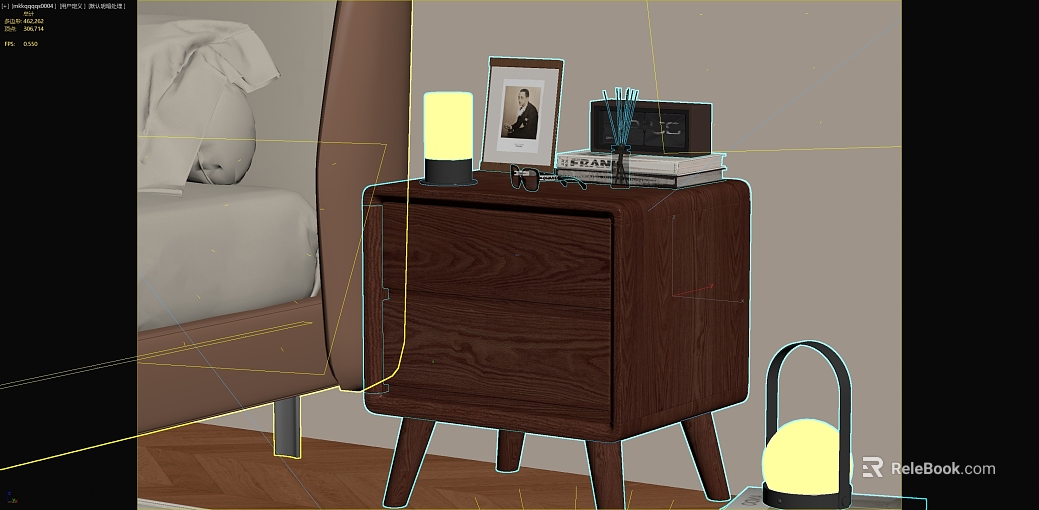 Dark Brown Walnut Bedroom Nightstand texture