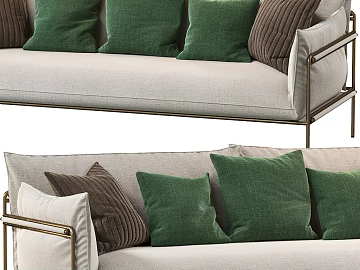 Beige Cotton Linen Sofa Pillow 3d model
