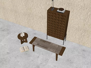 Deep walnut furniture combination 3d model