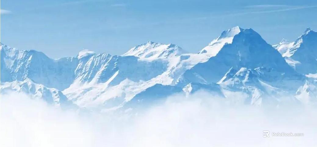 Blue and White Snow Mountain Clouds and Mists texture