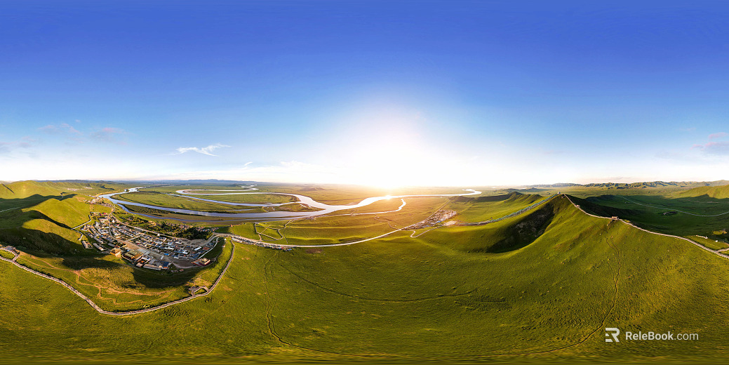 HDR Mountain Grassland Dusk texture