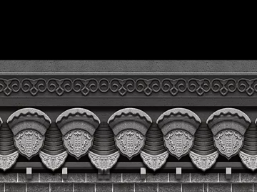 Green gray Chinese carved stone eaves texture (ID:ffaeh088416)