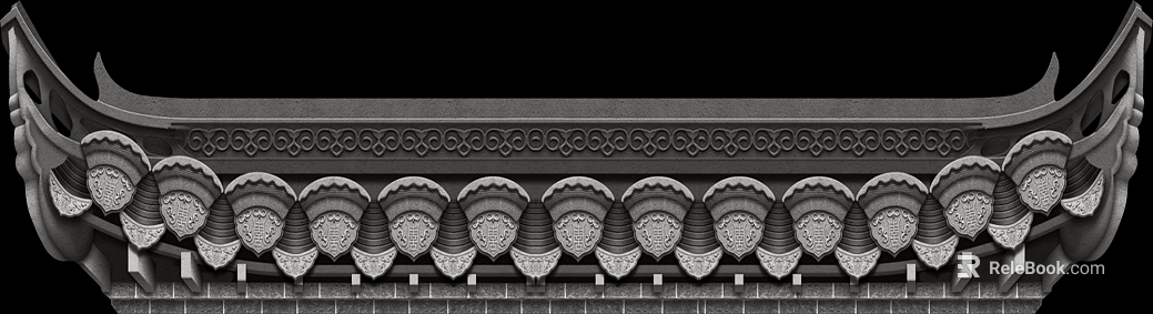 Green gray Chinese carved stone eaves texture