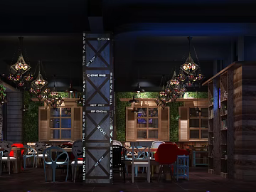 Industrial wind dining space decoration effect diagram texture (ID:ffaeh662576)