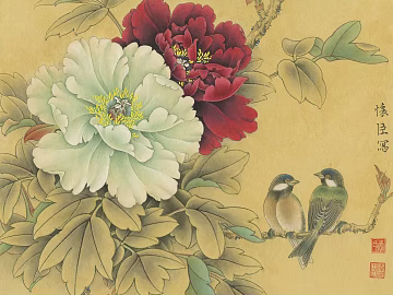 Chinese flower and bird painting texture (ID:ffach009556)