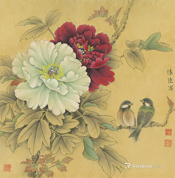 Chinese flower and bird painting texture