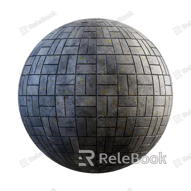 Sidewalk permeable brick PBR texture