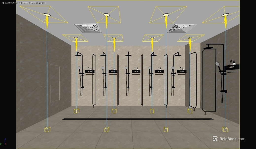 Modern light gray tile public bathroom wall texture