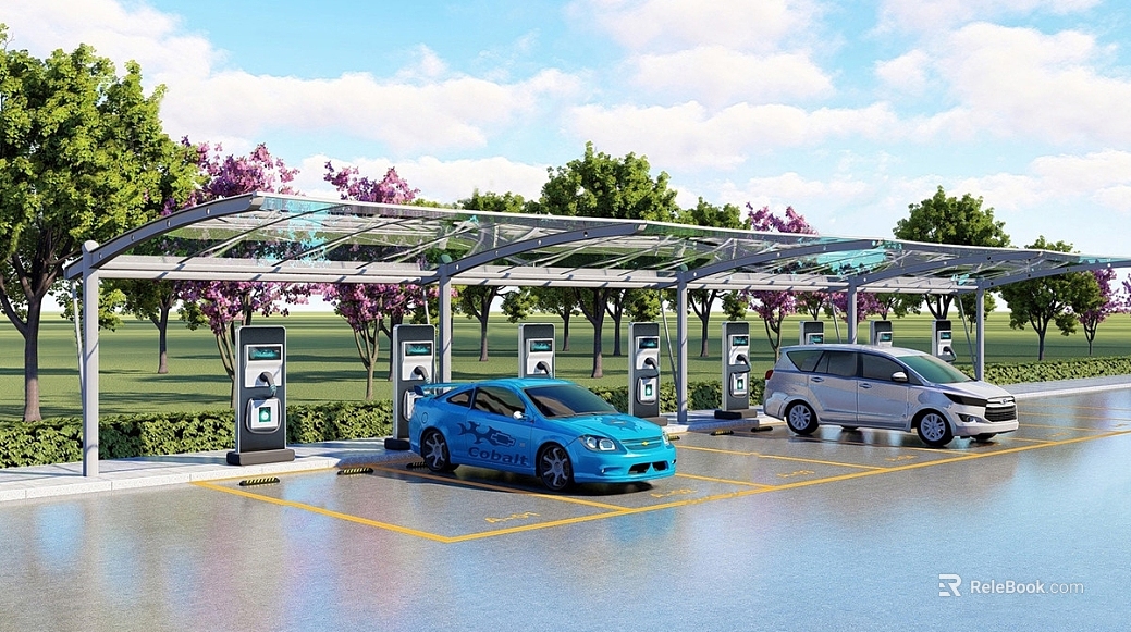 Modern new-energy vehicle charging station texture