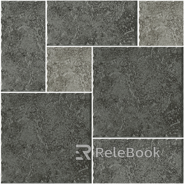 A seamless, textured floor tile pattern in muted shades of gray and white, resembling weathered concrete with subtle, organic variations for a natural, rustic appeal.