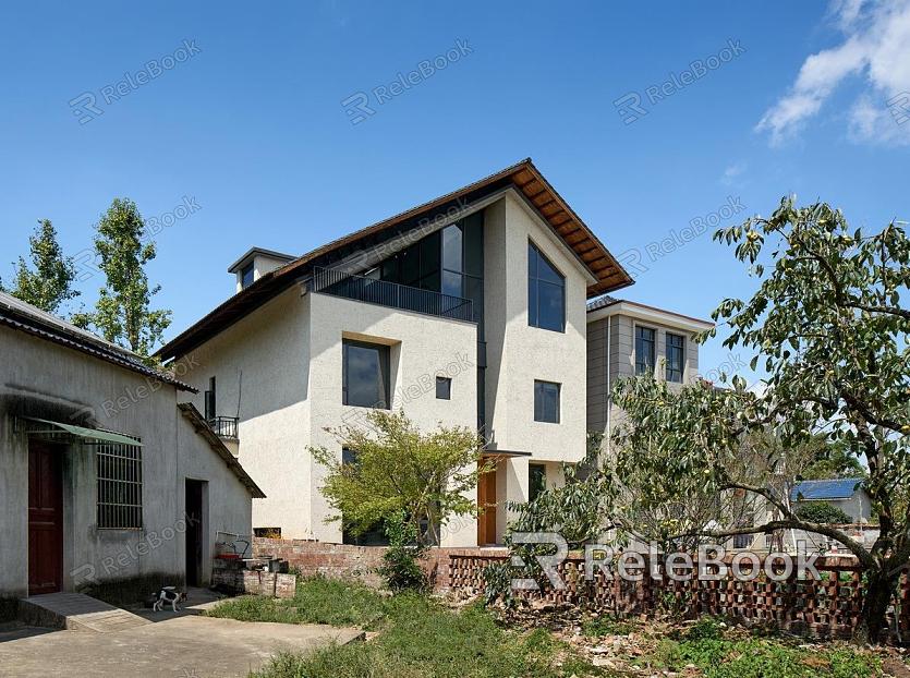 Modern, multi-story building with glass windows reflecting the sky, situated amidst lush greenery, presenting a harmonious blend of urban architecture and nature.