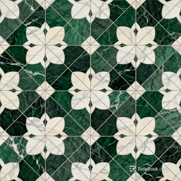 Middle and ancient style Chinese style-Ji wind industrial wind green white stone mosaic flower pattern water cutter mosaic stone green stone mosaic texture