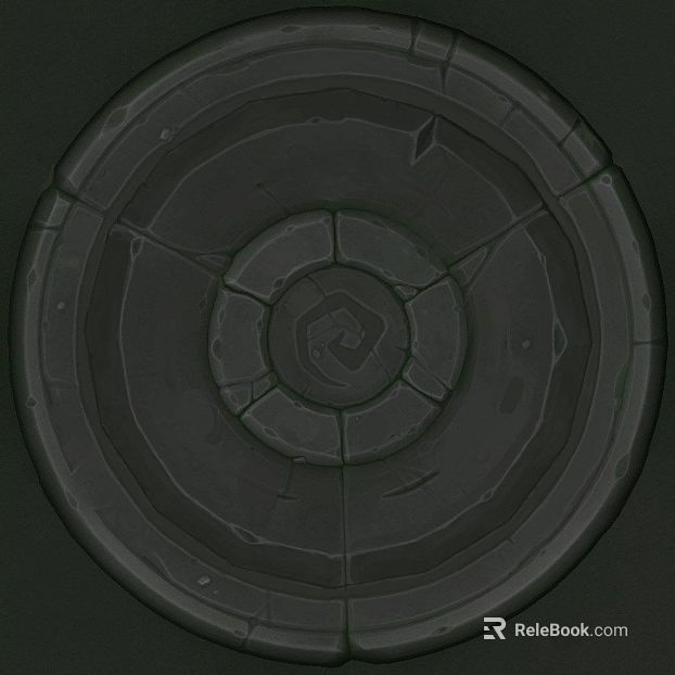 Dark gray antique stone disc decorative member texture
