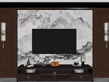 New Chinese-style black-and-white landscape marble feature wall texture (ID:ffaeh702024)