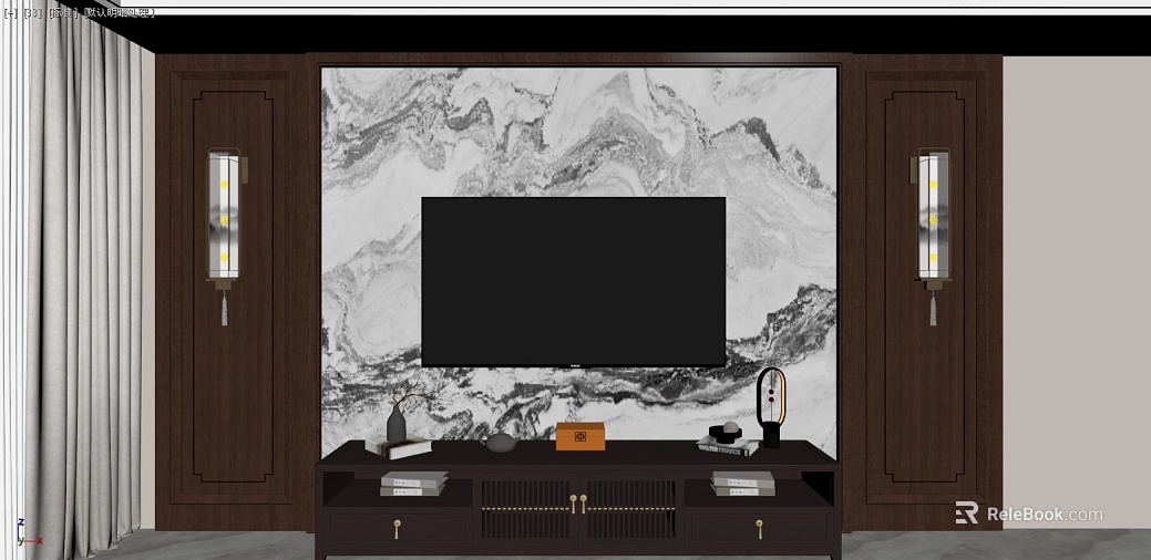 New Chinese-style black-and-white landscape marble feature wall texture