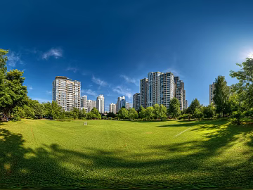 Modern Outdoor Lawn Blue Sky White Clouds Panoramic HDR texture (ID:ffach426738)