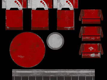 Industrial wind red gray old metal components 3d model