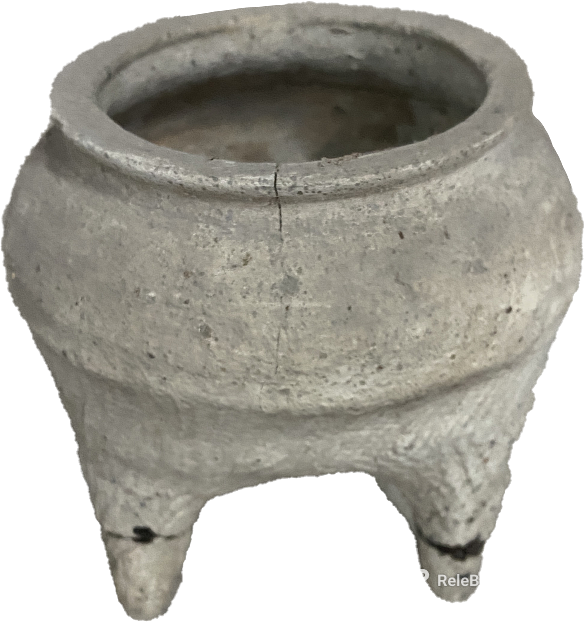 Light gray cement three-legged flowerpot texture