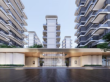 Modern Light Luxury Residential Community Entrance texture (ID:ffaeh493234)