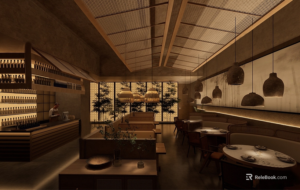 Quiet Wind Light Brown Weaving Restaurant Space texture