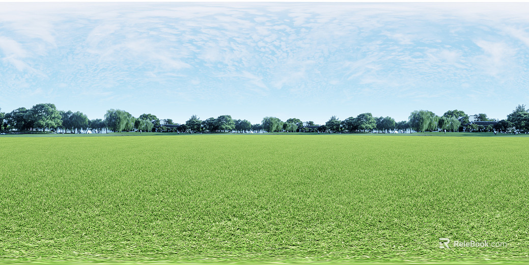 HDR panorama blue sky white clouds grass texture