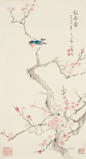 Chinese flower and bird painting texture