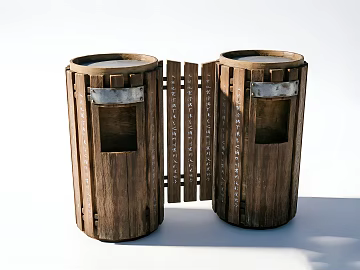 Dark brown dilapidated wooden public trash can texture (ID:ffaeh666164)